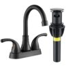 4 Inch Faucet 2 Handle Bathroom Sink Faucet Lead-Free Brushed Nickel Bath Sink Faucet with Pop-up Drain Stopper and Supply Hoses