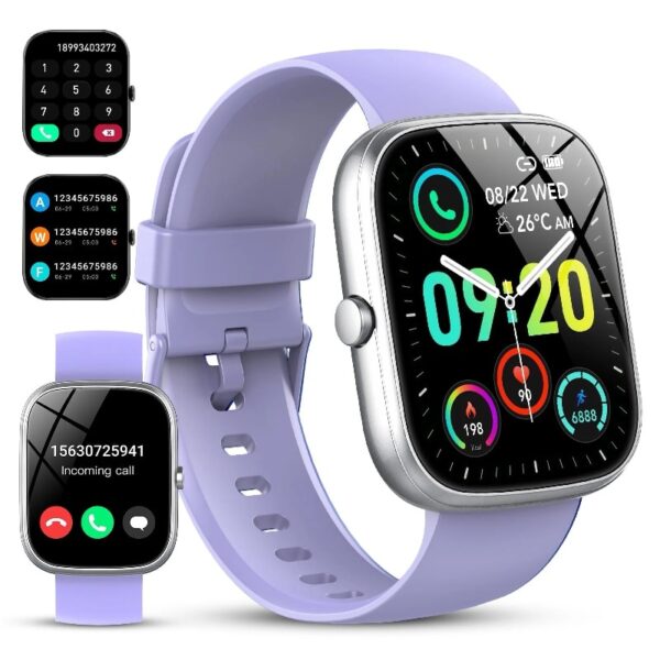 Smart Watch Fits for Android and iPhone, IP68 Waterproof Smartwatch for Women Men 100+ Sports Modes 1.91-inch Fitness Tracker, Smart Watch with Bluetooth Call(Answer/Make Calls), for Gift Black