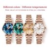 Women Watch Fashion Rose Gold Diamond Analog Quartz Female Watch for Women Luxury Dress Ladies Stainless Steel Luminous Waterproof Date Wrist Watches Green Dial