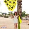 PMU Graduation Balloons 11 Inch PartyTex Premium Emerald Green with All-Over Print White Grad Caps-Confetti and Streamers Pkg/100