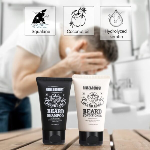 Beard Grooming Kit for Men - 8Pcs Beard Care Kit with Wash & Conditioner & Traveling Bag, Gift Sets for Men