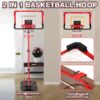 2-in-1 Kid Basketball Hoop with LED Lights & Scoreboard & 3 Balls, Toddler Basketball Hoop Adjustable Height 5.1ft-6.2ft, Basketball Toy Gifts for Boys & Girls