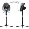 Oscillating Fan, Adjustable-Height Pedestal Fan with Wide Area Oscillation, 16”