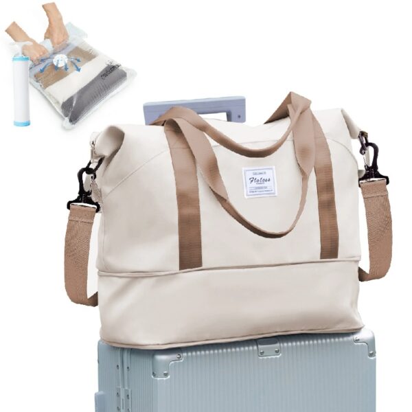 d8b9ac72f26149e0a6e5b32d017dd502 Weekender Bags for Women, Travel Duffel Bags with Shoe Compartment,Personal Item Travel Bag for Airlines, Carry on Overnight Tote Bag for women,Beige&Brown