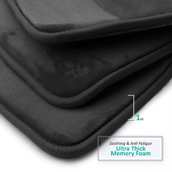 Nestl Set of 3 Absorbent Memory Foam Bath Mat Bathroom Rugs, Gray, Large 20