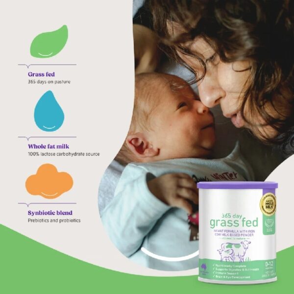 365 Day Grass Fed Whole Milk Powder Baby Formula with Iron for 0 to 12 Months, 20 oz Canister