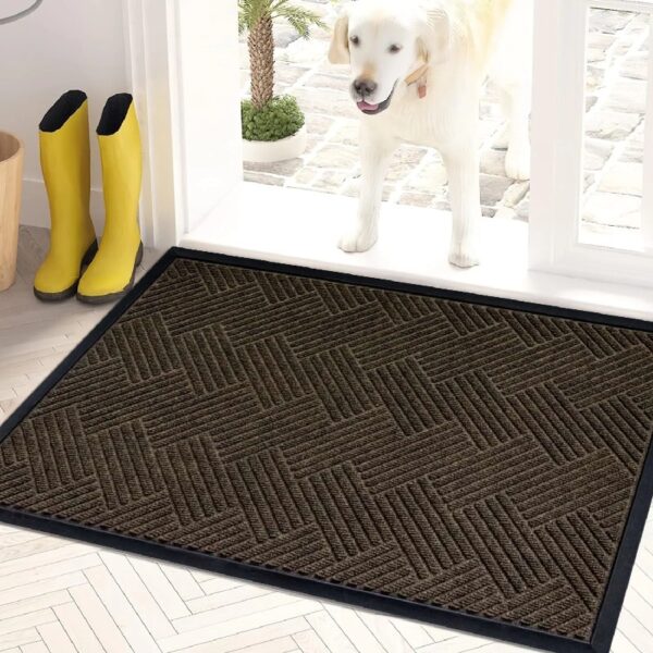 Front Door Mat Indoor and Outdoor Welcome Mat Rubber Backing Entrance Mat Easy Clean Patio Mat Heavy Duty Entryway Doormat for Front Back Doors, Laundry Rooms, Mudrooms 24''x35.4'' Brown