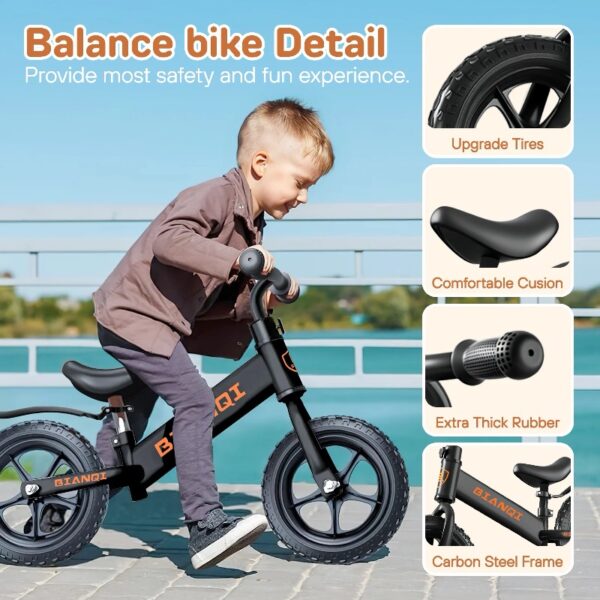 Toddler Balance Bicycle for Boys Girls Age 2 to 5 Years 12 inch Kids Balance Bikes for Toddlers Training Birthday Chrismas Gifts, Black