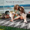 Outdoor Rug 6'x9' Waterproof Patio Rug Reversible Indoor Outdoor Rug Lightweight Plastic Straw Rug for RV Camping Deck Balcony Boho Porch Decor Dark Grey and White