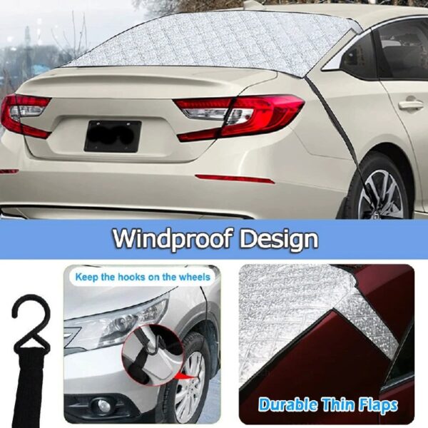 Front+Rear Car Snow Cover Windshield with Magnetic Edge, Winter Windscreen Cover Ice, Frost Snow and Wiper Protector for Car SUVs Vans Trucks and Sedan Stop Scraping