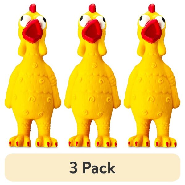 (3 pack)  Life Playful Buddy Tie Dye Chicken Dog Toy, Chew Level 2, with Squeaker.