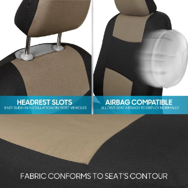 PolyPro Car Seat Covers Full Set in Charcoal on Black – Front and Rear Split Bench for Cars, Easy to Install Cover Set, Accessories Auto Trucks Van SUV