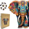 Animal Shaped Wooden Puzzles for Adults – A3 Vivid Elephant with 155 Pieces – Jigsaw Puzzle with Unique Shapes – Family Games for Kids and Adults – 11