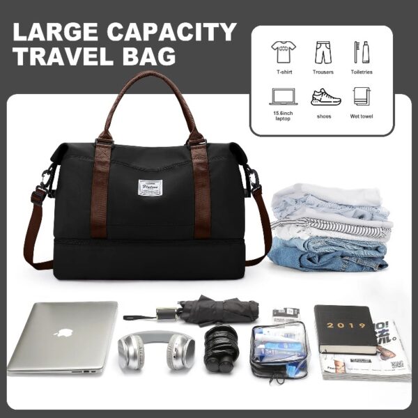 db2c4e7d5d85408ab5a0b32d0176a3d5 Weekender Bags for Women, Travel Duffel Bags with Shoe Compartment,Personal Item Travel Bag for Airlines, Carry on Overnight Tote Bag for women,Beige&Brown