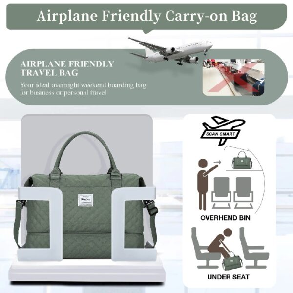 db56628e0fb84d848d06b32d0176b3ae Weekender Bags for Women, Travel Duffel Bags with Shoe Compartment,Personal Item Travel Bag for Airlines, Carry on Overnight Tote Bag for women,Beige&Brown