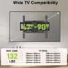 Full Motion TV Wall Mount for 47-90 inch TVs Swivels Tilts Extension Rotation Holds up to 132lbs Max VESA 600x400mm, Fit 16