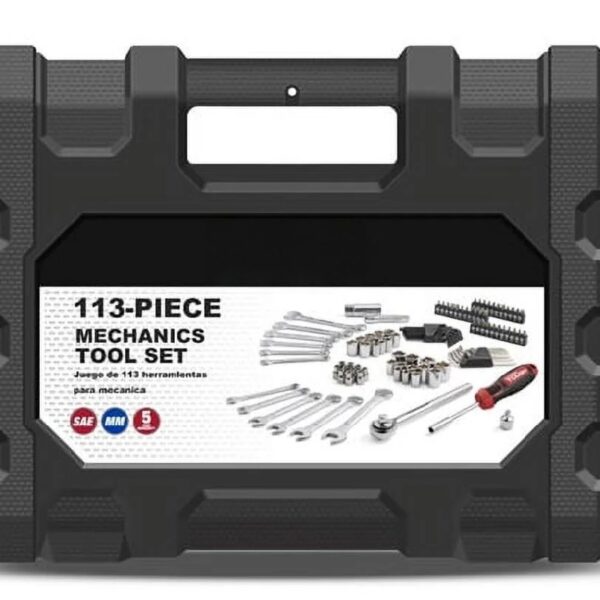 113 Piece 1/4 and 3/8 inch Drive SAE Mechanics Tool Set, New Condition