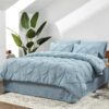 Dorm Bedding Twin Comforter Set - 5 Pieces Pintuck Bed in A Bag with Comforters, Sheets, Pillowcases & Shams