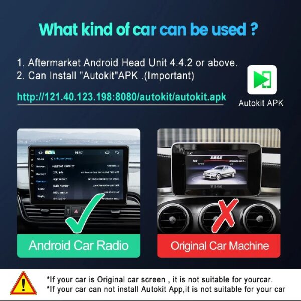 Wireless Apple CarPlay and Wireless Android Auto 2 in 1 Dongle for Android Car Radio with Android 4.4.2 or Above, Built-in Autokit APK Wired Screen Mirroring FOTA Upgrade