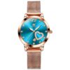 Women Watch Fashion Rose Gold Diamond Analog Quartz Female Watch for Women Luxury Dress Ladies Stainless Steel Luminous Waterproof Date Wrist Watches Green Dial