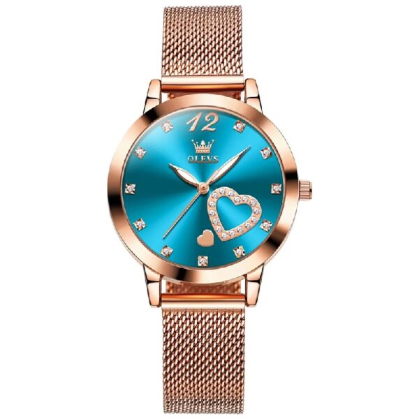Women Watch Fashion Rose Gold Diamond Analog Quartz Female Watch for Women Luxury Dress Ladies Stainless Steel Luminous Waterproof Date Wrist Watches Green Dial