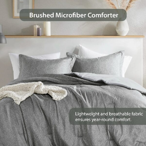 Full/Queen Comforter Sets, Reversible 3 Piece Extra Soft Bedding Set, Chambray Print Sage Green Comforter Bed Set with Pillow Shams
