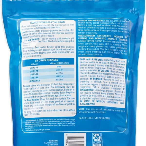 (3 pack) pH Down, Reduces pH in Swimming Pools, 5 lb Bag, Granules