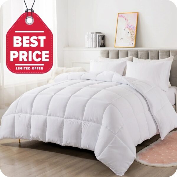 Queen Size 3-Piece All-Season Down Alternative Comforter Set Deep Black | Comforter + Pillow Cases Bedding Set | Hotel Grade Bed in a Bag by