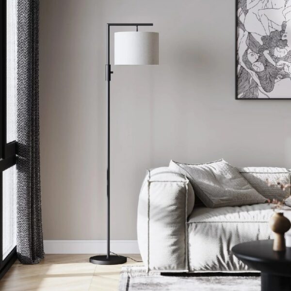 Iron Modern Standing Lamp, Gold Floor Lamp for Living Room, with Rotary Switch, Hanging Shade and 3 Color Temperatures 9W Bulb for Bedroom, Study Room, Office