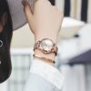 Women Watch Fashion Rose Gold Diamond Analog Quartz Female Watch for Women Luxury Dress Ladies Stainless Steel Luminous Waterproof Date Wrist Watches Green Dial