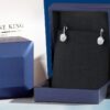 Gem Stone King 925 Sterling Silver Oval Cabochon White Simulated Opal Earrings for Women (2.10 Cttw, Oval 8X6MM)