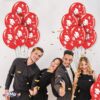 PMU Graduation Balloons 11 Inch PartyTex Premium Emerald Green with All-Over Print White Grad Caps-Confetti and Streamers Pkg/100