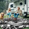 6'x 9' Outdoor Rug Plastic Waterproof Outside Foldable Mat UV Resistant Patio RV Deck Carpet,Black Brown