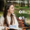 T12 in-Ear Wireless Earbuds Bluetooth 5.3 Headphones with 32EQ Mode,Stereo Bass Bluetooth Earbuds with ENC Noise Cancelling Mic,55H Play,IPX8 Waterproof,Wireless Charging for Home,Sports,Travel