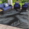 6'x9' Outdoor Rugs Patio Waterproof Outside Mat Reversible Plastic Camping Carpet,Black & Grey