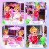 Doll House for Girls, 5-Story 19 Rooms Huge Dollhouse Playset with LED Lights, 2 Dolls, Furnitures, Accessories, DIY Pretend Play House Toys Gifts for Kids, Pink