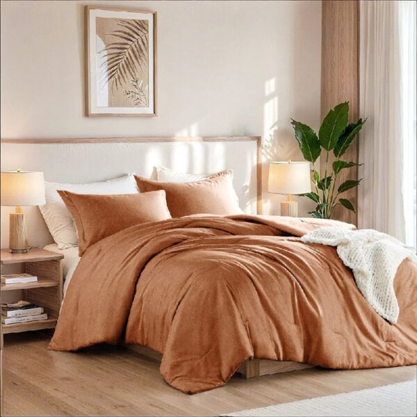 Full/Queen Comforter Sets, Reversible 3 Piece Extra Soft Bedding Set, Chambray Print Sage Green Comforter Bed Set with Pillow Shams