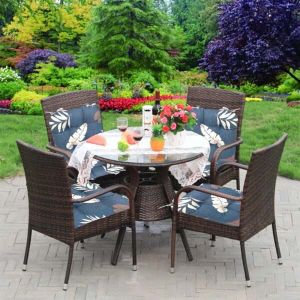 Outdoor Patio Cushion, Rocking Chair Cushion Set, Tufted Pads, Set of Upper and Lower with Ties Pack of 2 (2 Sets) - Back 21