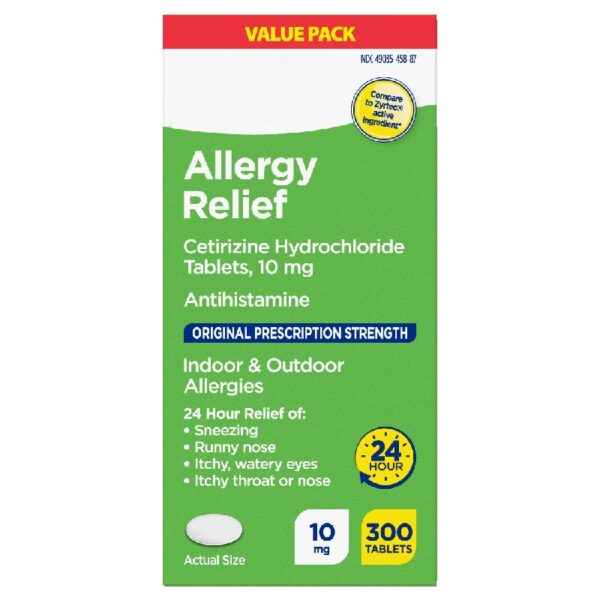 24 Hour Allergy, Cetirizine Hydrochloride Tablets, 10 mg, 300 Count