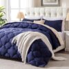 3 Pieces Bed in a Bag Comforter Set Duvet Insert,Reversible,Red/Black,Full Size Comforter Set-200GSM