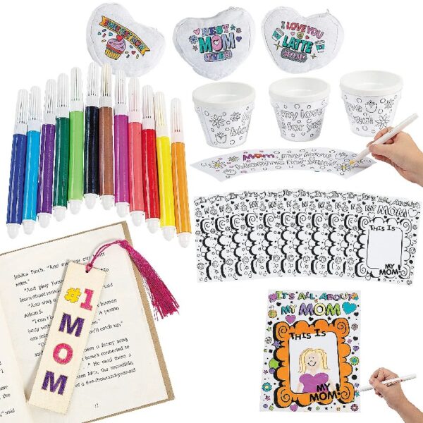 Color Your Own Mother’s Day Craft Kit for 12, Craft Kits, 72 Pieces