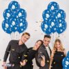 PMU Graduation Balloons 11 Inch PartyTex Premium Emerald Green with All-Over Print White Grad Caps-Confetti and Streamers Pkg/100