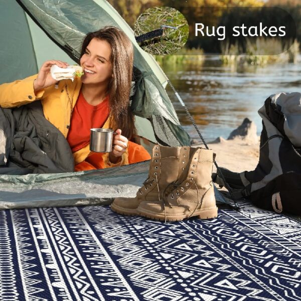 Outdoor Rugs Waterproof Plastic Straw Mat 6'x9' Reversible for RV Patio Deck Beach Black & Brown