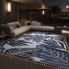 Outdoor Rug Carpet 5'x8' Waterproof Reversible Patio Rug Portable Indoor Outdoor Rug Plastic Straw Rug for Beach RV Camping Garden Picnic Deck Backyard Porch Decor Black