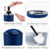 Bathroom Accessories Sets 6 Piece Bath Ensemble Includes Soap Dispenser, Toothbrush Holder, Toothbrush Cup, Soap Dish for Decorative Countertop and Housewarming Gift, Dark Blue