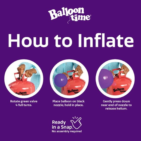 Balloon Time 9.5in Medium Helium Tank Kit with Colorful Latex Balloons, 8.9 cu ft, 30 Count