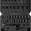 Mechanic Tool Kit, Drive Socket Set, 46 Pieces, with 72 Teeth Reversible Ratchet, Metric/SAE