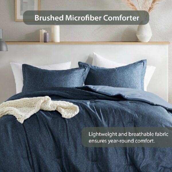 Full/Queen Comforter Sets, Reversible 3 Piece Extra Soft Bedding Set, Chambray Print Sage Green Comforter Bed Set with Pillow Shams