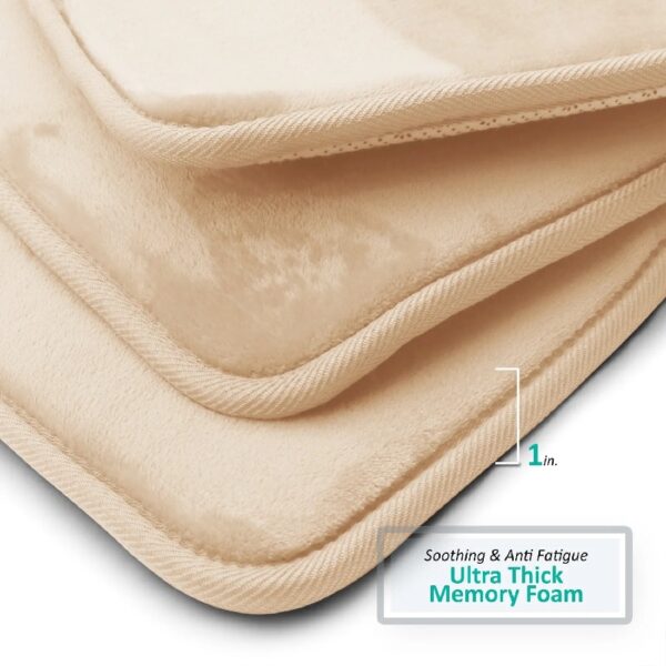 Nestl Set of 3 Absorbent Memory Foam Bath Mat Bathroom Rugs, Gray, Large 20