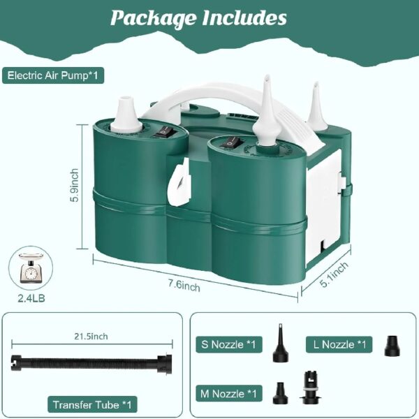 Electric Balloon Pump, Portable Electric Balloon Blower Machine Balloon Air Pump Dual Nozzle 110V 600W Balloon Inflator for Party Decorations